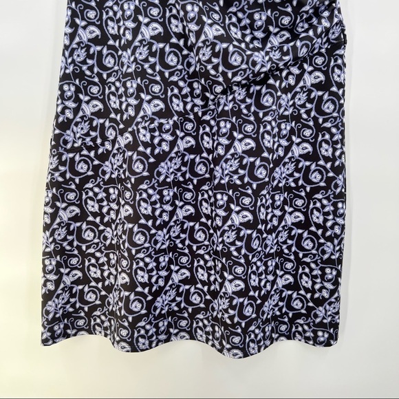 Athleta nectar faux wrap swim paisley black blue  short sleeve dress size M - Picture 3 of 10